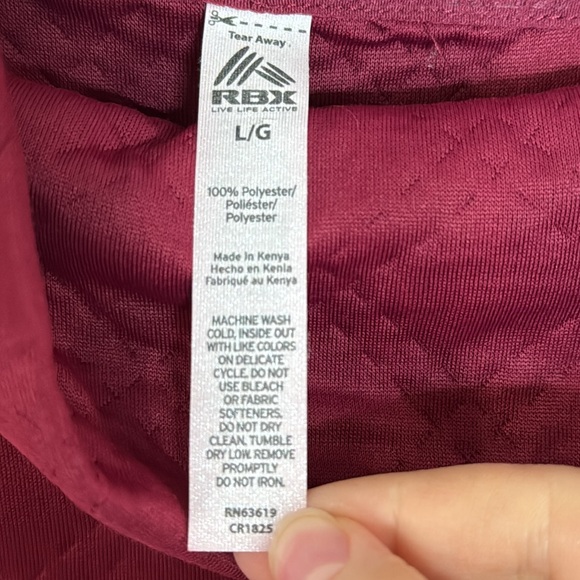 RBX Quilted cowlneck pullover tunic length hoodie burgundy hue size L - Picture 10 of 10